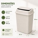 Ver imagem 5 de Lixeira Basculante Marmorizada 9 Litros Decorada Cesto Lixo Tampa Vai e Vem Retangular Compacta 9L C