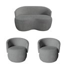 Ver imagem 2 de Kit Namoradeira + 2 Poltronas Decorativa Beatriz Orgânica Linho Cinza