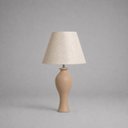 Ver imagem 1 de Abajour Califórnia Pequeno c/ Cúpula Tecido Decorativo de Cerâmica para Sala e Mesa Dunas