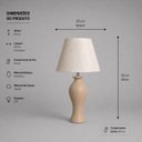 Ver imagem 3 de Abajour Califórnia Pequeno c/ Cúpula Tecido Decorativo de Cerâmica para Sala e Mesa Dunas
