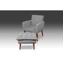 Ver imagem 1 de Kit Poltrona Nina com Puff Opala Suede Cinza Claro - Pandora Decor - Casa da Poltrona