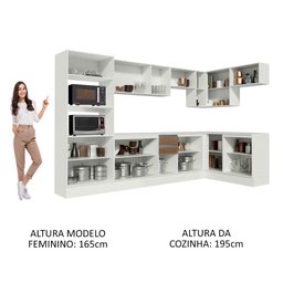 Armário de Cozinha Completa de Canto 100% MDF 448cm Branco/Rustic/Crema Smart Madesa 01 - 6