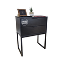 Ver imagem 1 de Mesa de Cabeceira Preta Eco Industrial 50cm 2 Gavetas Base Ferro Preta - Puxador Preto - Já Montado