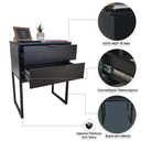 Ver imagem 3 de Mesa de Cabeceira Preta Eco Industrial 50cm 2 Gavetas Base Ferro Preta - Puxador Preto - Já Montado