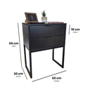 Ver imagem 2 de Mesa de Cabeceira Preta Eco Industrial 50cm 2 Gavetas Base Ferro Preta - Puxador Preto - Já Montado