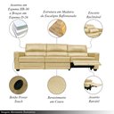 Ver imagem 3 de Sofá Sala de Cinema Elétrico Maldivas Reclinável Retrátil 4 Lugares 281cm Couro Creme G40 - Gran Bel