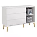 Ver imagem 2 de Cômoda Infantil Theo 1 Porta e 3 Gavetas Branco Fosco com Pés Madeira Natural - Reller Móveis