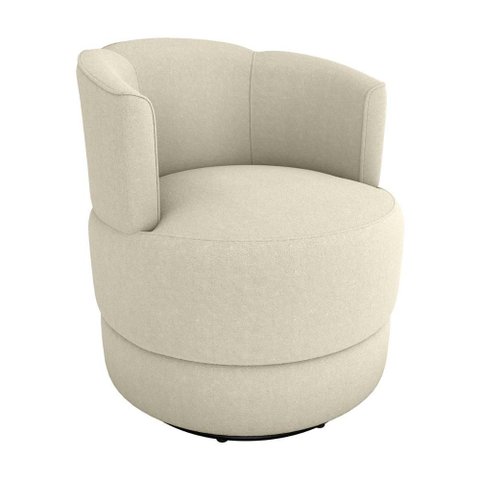 Poltrona Decorativa Giratória Base de Ferro Marselha Boucle Bege Matrix