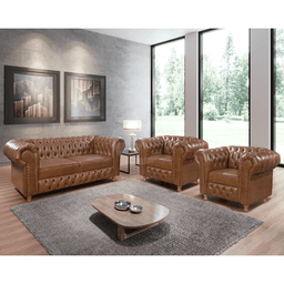 Conjunto Namoradeira e 2 Poltronas Chesterfield Vittorio Via Encanto Courano Marrom - 2