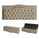 Ver imagem 1 de Kit Barcelona Cabeceira de Cama Painel e Calçadeira Baú King 195 Cm Suede Bege do Lar Móveis e