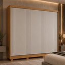 Ver imagem 1 de Guarda-Roupa Casal 100% MDF 3 Portas de Correr 4 Gavetas com Pés 182cm Multimóveis CR35538