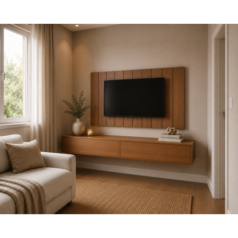 Painel Lambri MDF Autocolante 180cm Cabeceira ou Rack TV: Amadeirado