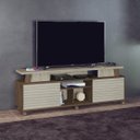 Ver imagem 1 de Rack Ripado para Sala 183 X 65 Cm Tv até 75 Pol Dubai Mdp Flex Mocaccino Carvalho - Clicklar