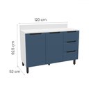 Ver imagem 3 de Balcão de Cozinha 120 Cm Meena 2 Portas 3 Gavetas Branco/azul - Politorno