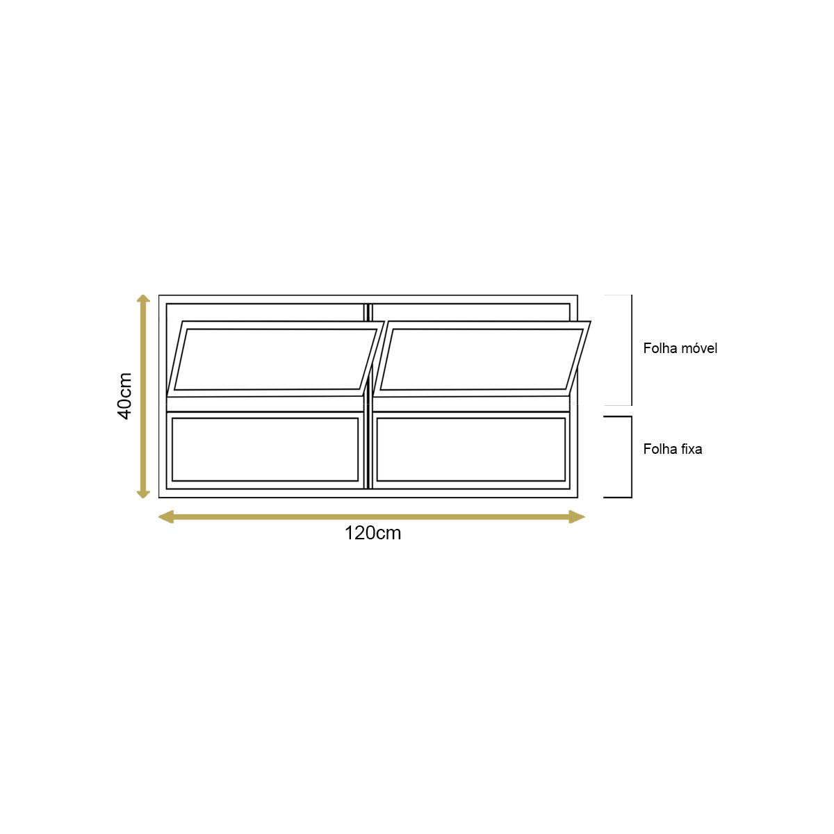 Vitro Basculante 2 Seções Brilhante 40x120 Linha Esmeralda Vidro Liso - 4