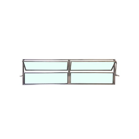 Vitro Basculante 2 Seções 40x120 Alumínio Brilhante Vidro Liso