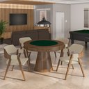 Ver imagem 1 de Kit 5 Cadeiras Sala de Jantar e Jogos Carteados Madeira Maciça Poker Linho Offwhite/nogueira G42 - G