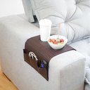 Ver imagem 3 de Kit 2 Bandejas Esteira Porta Copos e Controle para Braço de Sofá Corino Marrom