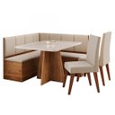Ver imagem 2 de Conjunto Canto Alemão Baú Prestigio Mesa 120x80cm e 2 Cadeiras Milão Mel/off White/linho Bronze - Ca