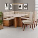 Ver imagem 1 de Conjunto Canto Alemão Baú Prestigio Mesa 120x80cm e 2 Cadeiras Milão Mel/off White/linho Bronze - Ca