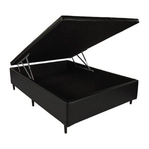 Base Cama Box com Baú Blindado Casal Corino Preto 43x138x188