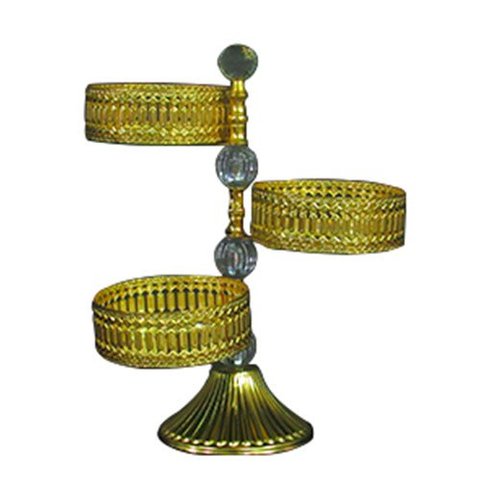 Bandeja e Doceira Turca de 3 Andares em Metal Dourado para Doces Sobremesa Festa e Eventos - 30x18cm