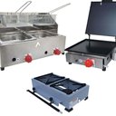 Ver imagem 1 de Kit Lanchonete Fogão Portátil 2 Bocas + Chapa 30cm com Prensa e Fritadeira Profissional 2 Cubas
