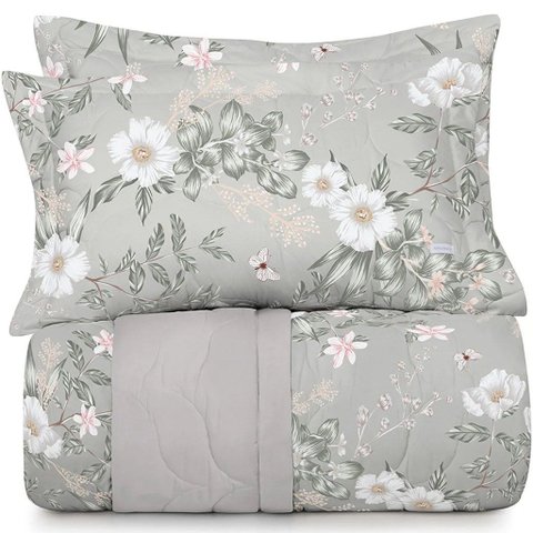 Kit Colcha 3 Pçs Casal Altenburg 300 Fios Apaixonada 100% Algodão 220x250cm Florescência