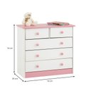 Ver imagem 4 de Cômoda Madeira Grande 5 Gavetas Rondo Branco Rosa Idimex