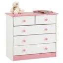 Ver mais imagens de Cômoda Madeira Grande 5 Gavetas Rondo Branco Rosa Idimex