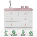 Ver imagem 5 de Cômoda Madeira Grande 5 Gavetas Rondo Branco Rosa Idimex
