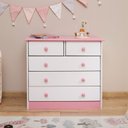 Ver imagem 1 de Cômoda Madeira Grande 5 Gavetas Rondo Branco Rosa Idimex