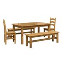 Ver imagem 2 de Conjunto Mesa de Jantar 160cm 2 Cadeiras e 2 Bancos 100% Madeira Maciça Ventimiglia Espresso Móveis Marrom/Nogueira