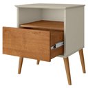 Ver imagem 3 de Mesa de Cabeceira Alfama 1 Gaveta Off White/naturalle - Pnr Móveis