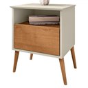 Ver imagem 1 de Mesa de Cabeceira Alfama 1 Gaveta Off White/naturalle - Pnr Móveis