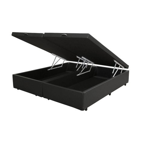 Cama Box Baú Queen Bipartido 158 - Bello Box Tecido Sintético Preto
