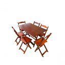 Ver imagem 1 de Conjunto de Mesa Dobrável 120x70cm com 6 Cadeiras Mel Bar Restaurante Lanchonete