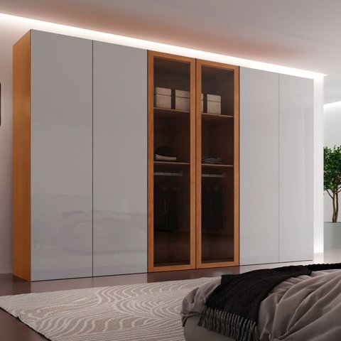 Guarda-Roupa Casal MDF com 6 Portas e 6 Gavetas Vision Reflecta Marrom/Marrome/Off White