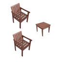 Ver imagem 1 de Conjunto de Duas Poltronas e Mesa de Centro para Jardim Varanda em Madeira Maciça