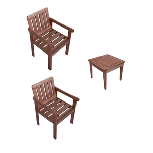 Conjunto de Duas Poltronas e Mesa de Centro para Jardim Varanda em Madeira Maciça