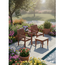 Ver imagem 4 de Conjunto de Duas Poltronas e Mesa de Centro para Jardim Varanda em Madeira Maciça