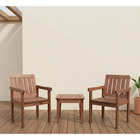 Poltronas e Mesa de Centro para Jardim Varanda em Madeira Maciça