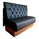 Ver imagem 1 de POLTRONA SOFÁ BOOTH 1.20M LUXO CAPITONE DUPLO A MAO COR PRETO BASE COM RECUO AMADEIRADO SKU21 O REI