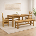 Ver imagem 1 de Conjunto Mesa de Jantar 160cm 2 Cadeiras e 2 Bancos 100% Madeira Maciça Ventimiglia Espresso Móveis Marrom/Nogueira