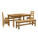 Ver imagem 2 de Conjunto Mesa de Jantar 160cm 2 Cadeiras e 2 Bancos 100% Madeira Maciça Ventimiglia Espresso Móveis Marrom/Nogueira