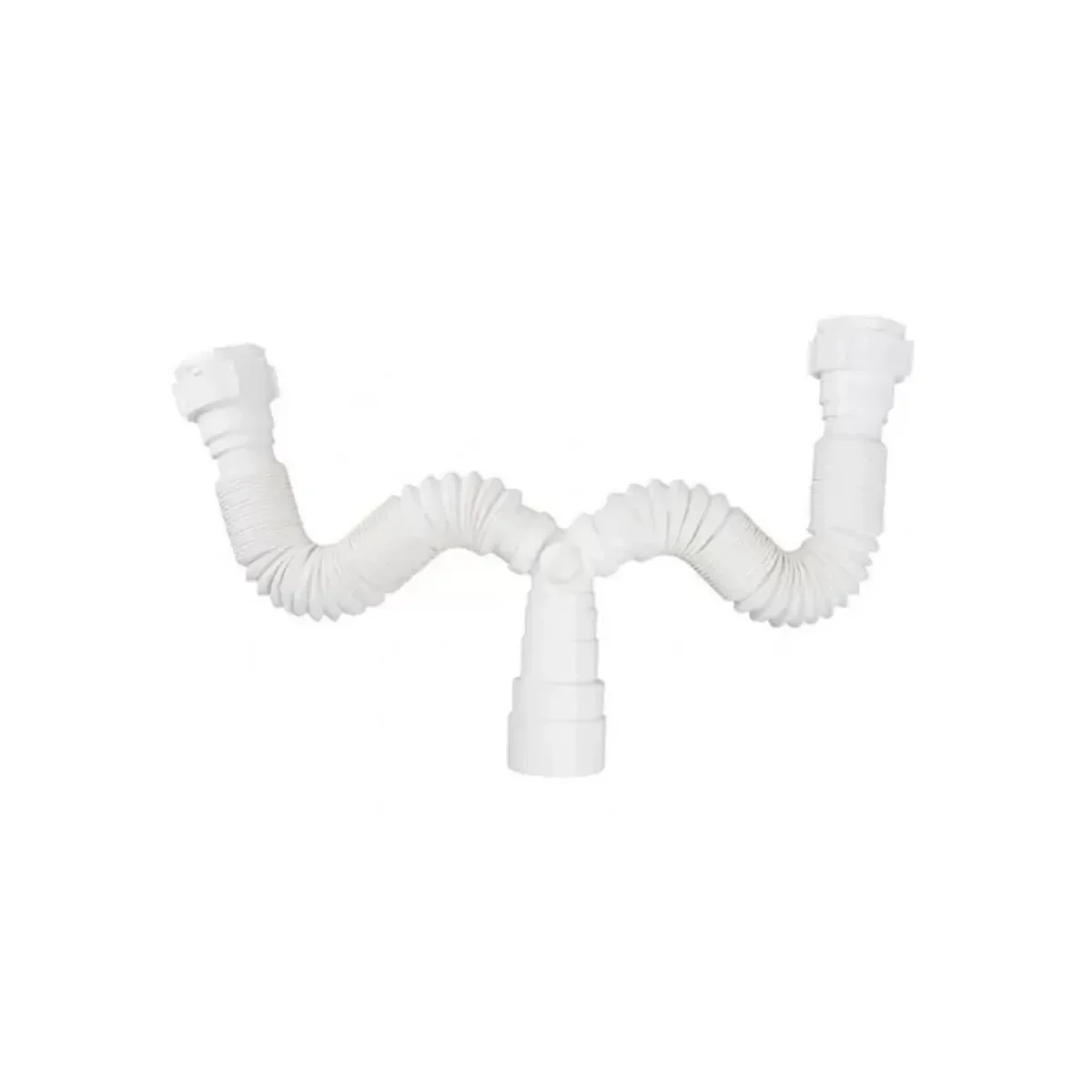 Kit 10 Sifão Sanfonado Plástico Duplo Branco - Plasbohn - 1