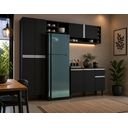 Ver imagem 1 de Cozinha Modulada 230cm 5 Portas 5 Prateleiras 1 Gaveta 8 Nichos Vanessa Preto Fosco - AJL Móveis