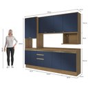 Ver imagem 4 de Armário de Cozinha Compacta Nicho Micro-ondas 100% Mdf 250cm Nogueira/azul Profundo Celeste