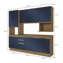 Ver imagem 3 de Armário de Cozinha Compacta Nicho Micro-ondas 100% Mdf 250cm Nogueira/azul Profundo Celeste