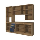 Ver imagem 5 de Armário de Cozinha Compacta Nicho Micro-ondas 100% Mdf 250cm Nogueira/azul Profundo Celeste